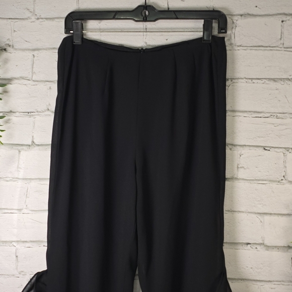 Studio I Black Pants With Cascading Ruffles, Feminine, Fancy, Party, Chic Size 6 - Picture 5 of 6